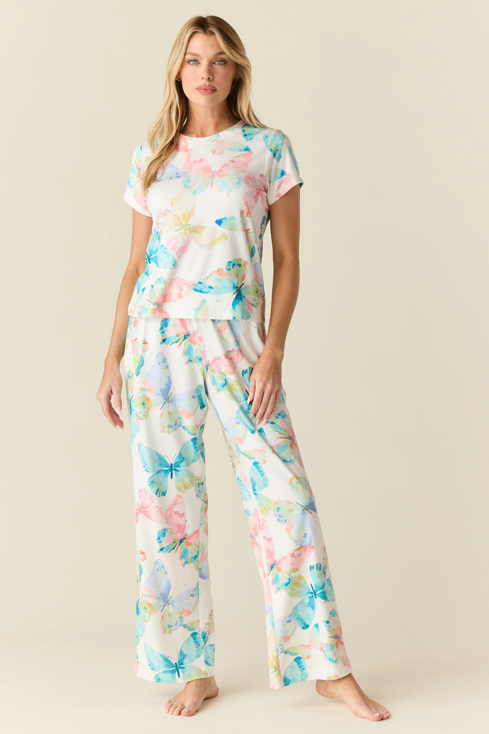 Isla Cloud Jersey PJ Set in Butterfly Bloom | MASONgrey