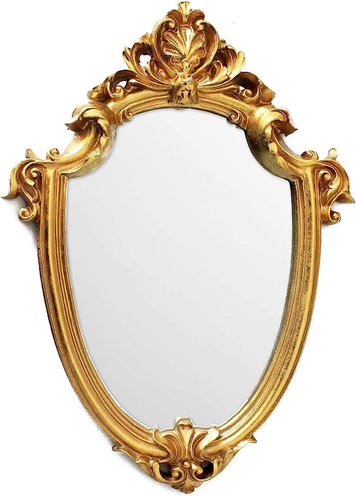 BetyHom Vintage Gold Resin Frame Decorative Wall Mirror Small 12.5x9 in | Amazon (US)
