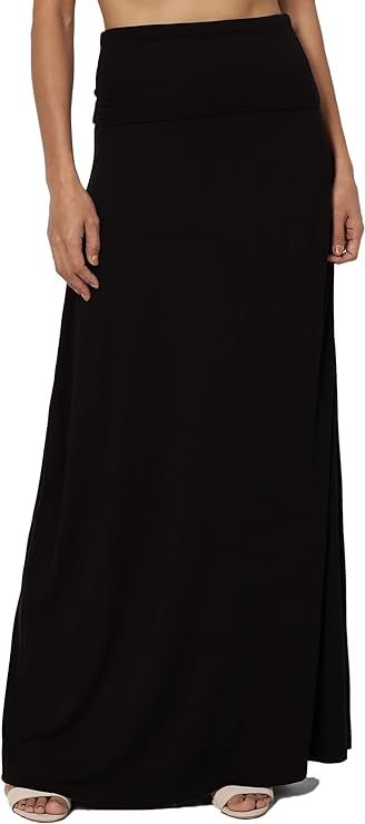 TheMogan S~3XL Women's Casual Lounge Solid Draped Jersey Relaxed Long Maxi Skirt | Amazon (US)