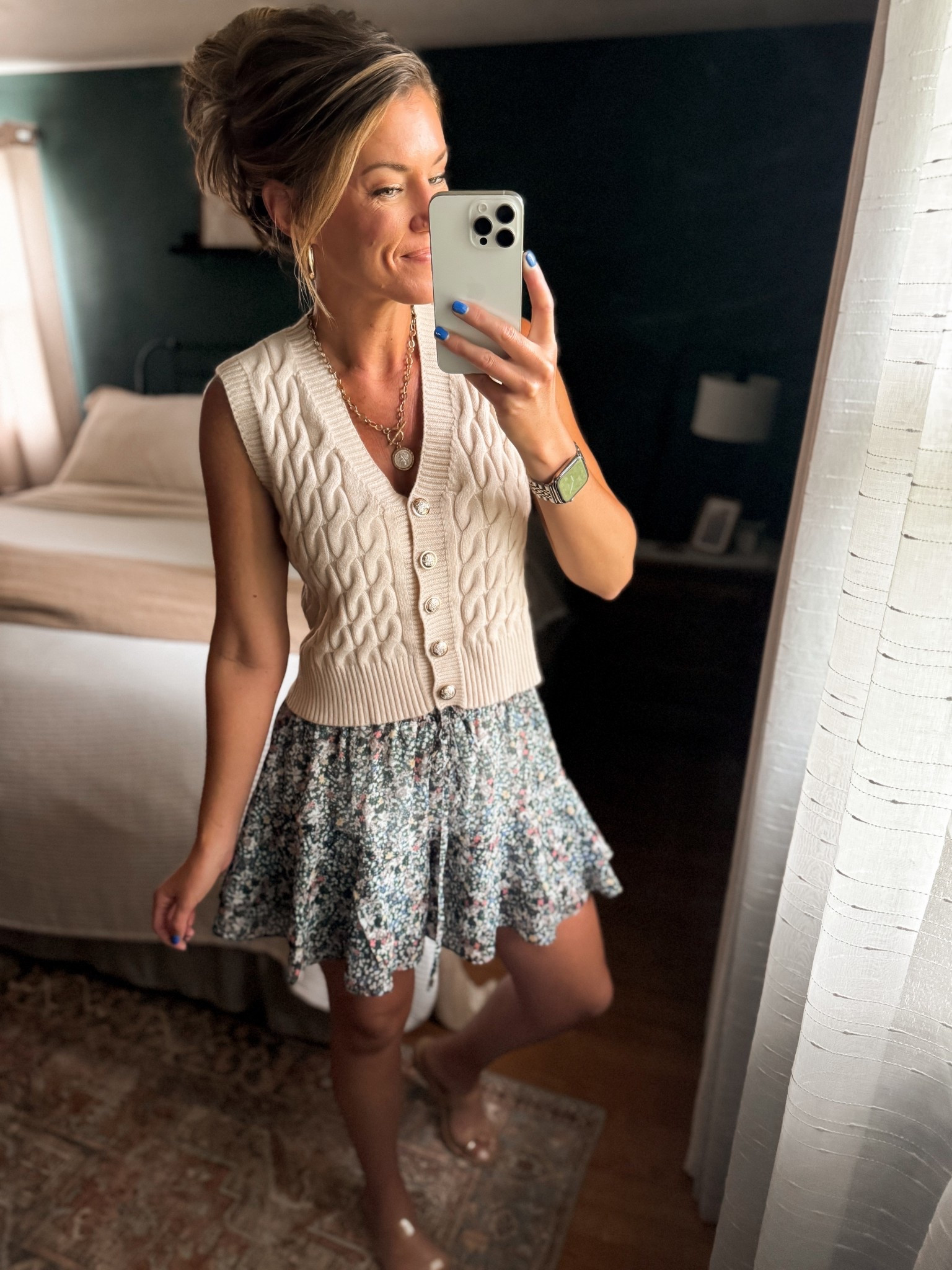 Semi dressy outfit idea for Summer. 
Vest/ small
Flowy shorts/ medium 

#LTKWorkwear #LTKSeasonal #LTKStyleTip