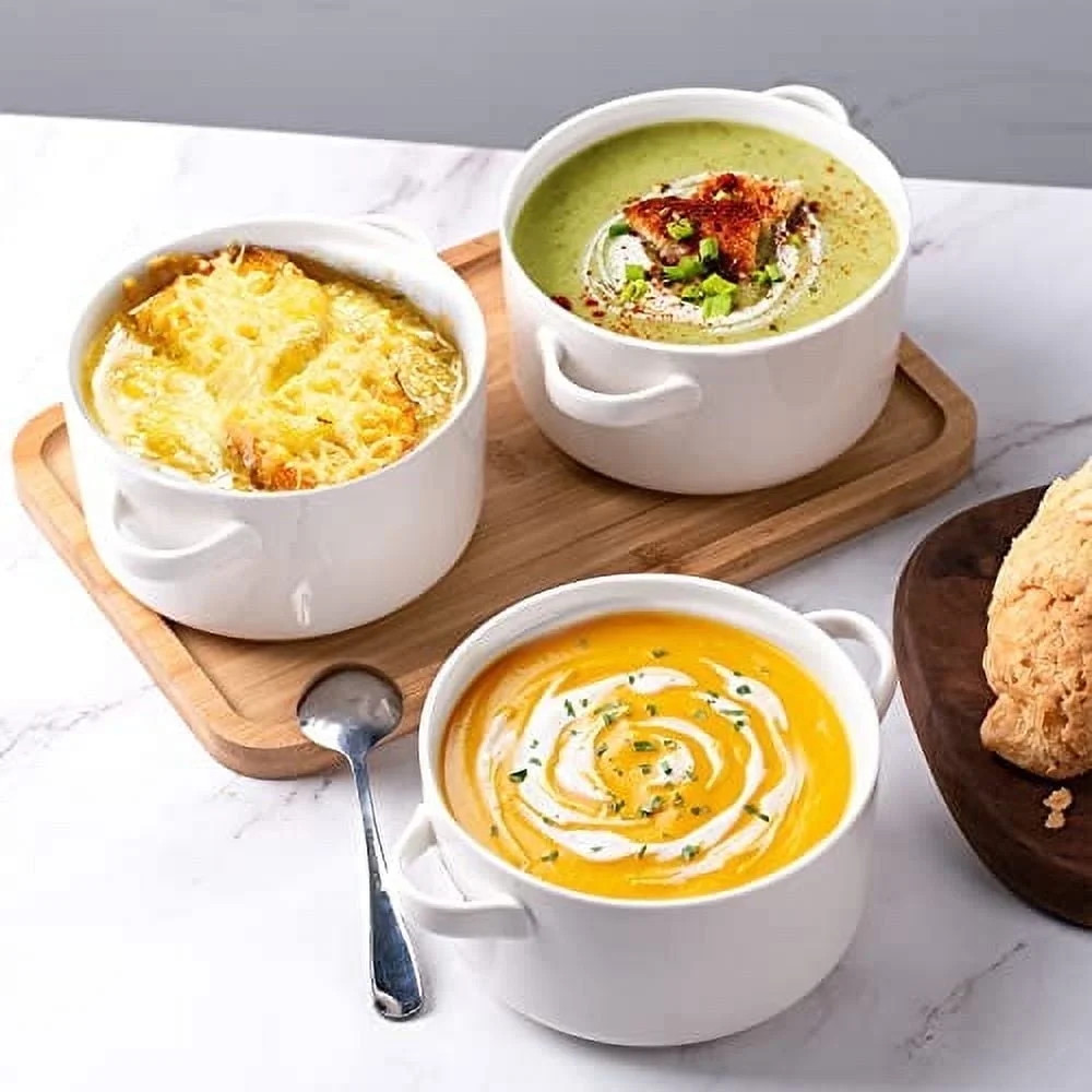 6 Pack Soup Bowls with Handles, 24 Oz Large Serving Soup Bowl Set, Ceramic Soup Crocks for French... | Walmart (US)