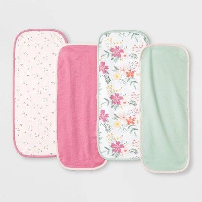 Baby Girls&#39; 4pk Meadow Burp Cloth - Cloud Island&#8482; White | Target