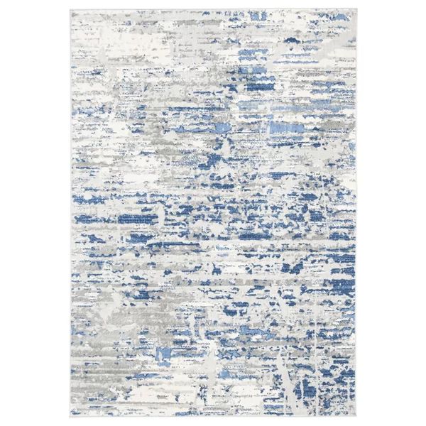 Genessys Abstract Ivory/Blue Area Rug | Wayfair Professional