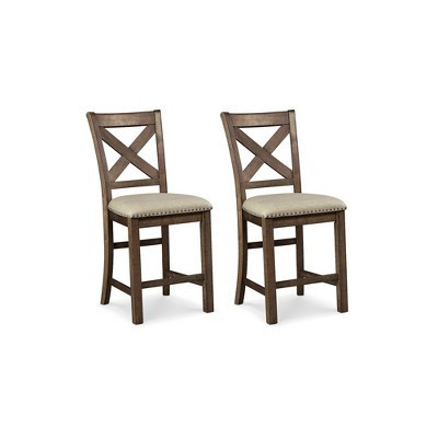 Signature Design by Ashley Morivile Counter Height Upholstered Barstool, Set of 2, Beige | Target