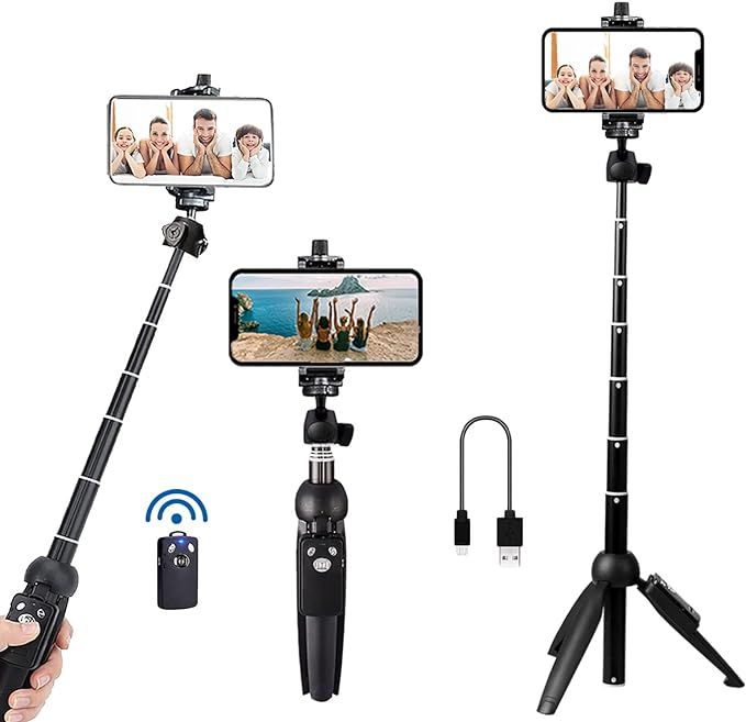 Portable 40 Inch Aluminum Alloy Selfie Stick Phone Tripod with Wireless Remote Shutter Compatible... | Amazon (US)