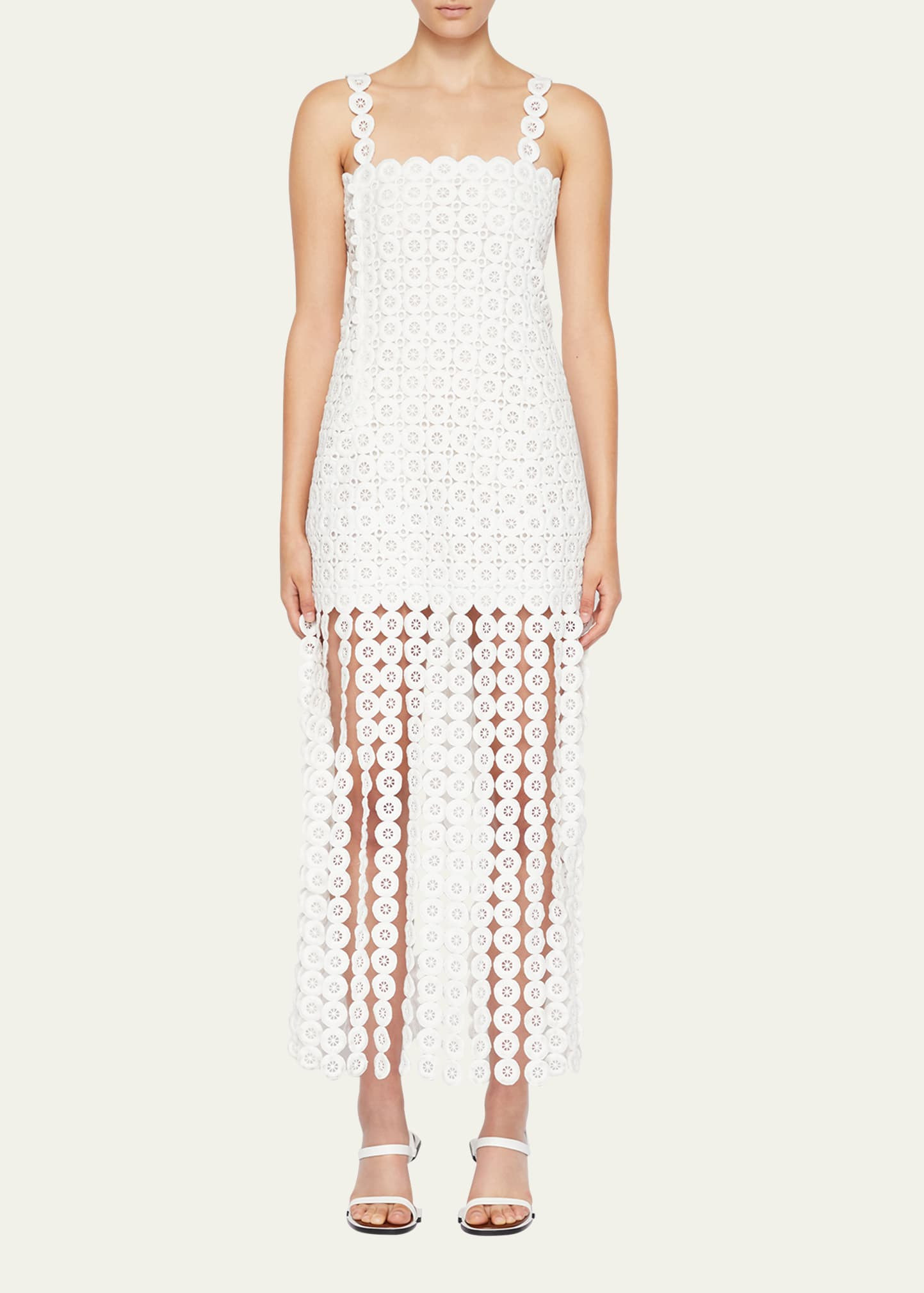 SIMKHAI Jaycee Circle Lace Fringe Midi Dress | Bergdorf Goodman