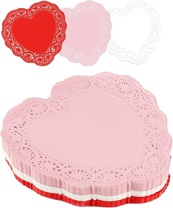 WYTAOHZL 300 Pieces Heart Paper Doilies 10 Inch Valentine's Heart Shaped Doilies for Food Cakes D... | Amazon (US)