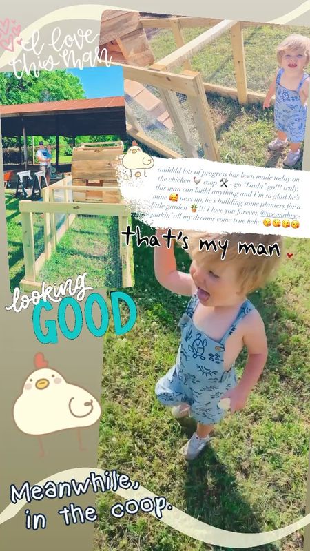 andddd lots of progress has been made today on the chicken 🐓 coop 🛠️ - go “Dada” go!!! truly, this man can build anything and I’m so glad he’s mine 🥰 next up, he’s building some planters for a little garden 🪴!!! I love you forever, @wesmabry - makin’ all my dreams come true hehe 😘😘😘😘