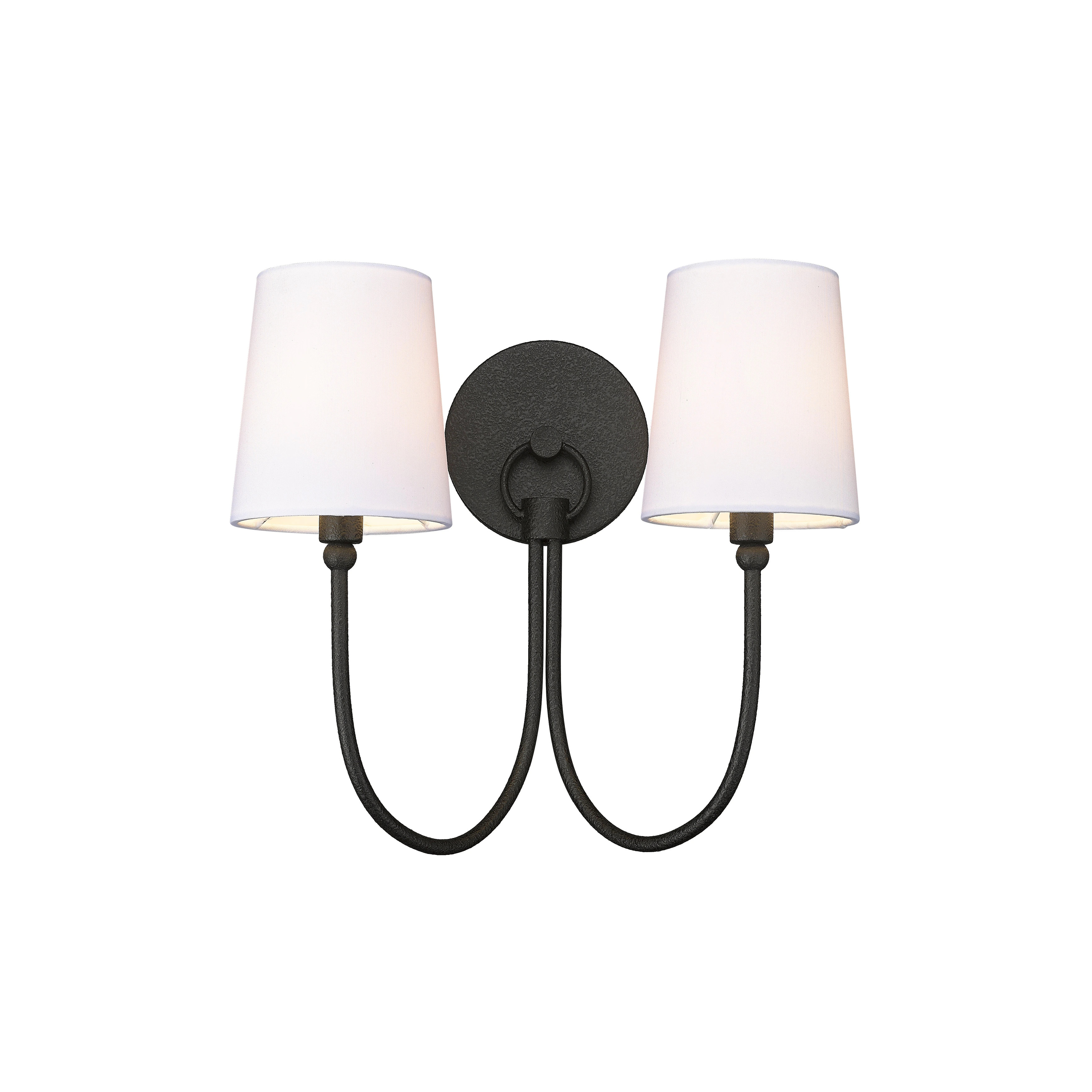 Traditional Rustic 2-Light Sconce in Black With Shade | Overstock