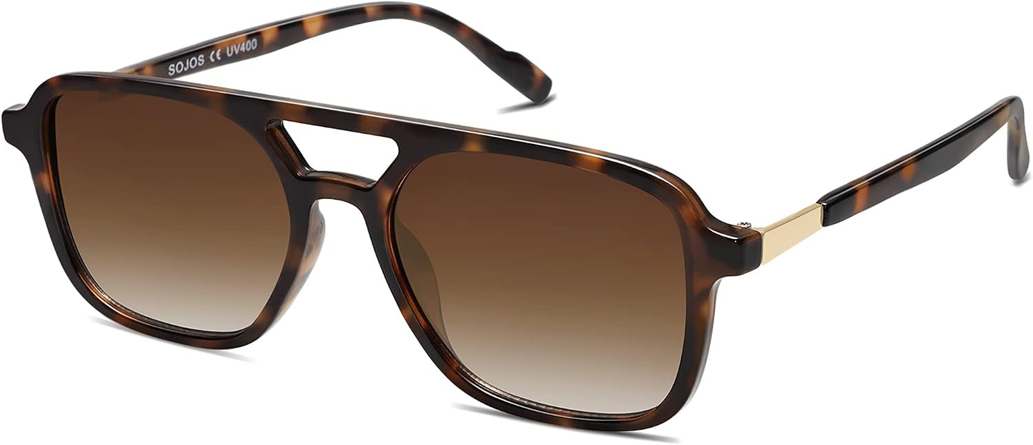 SOJOS Retro Aviator Sunglasses Womens Mens,Trendy Rectangle Shades SJ2202 | Amazon (US)