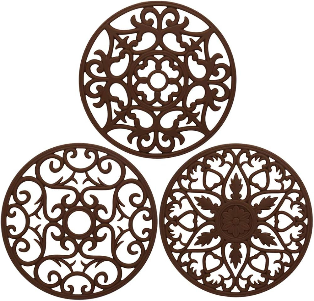 Silicone Trivet ME.FAN 3 Set Silicone Trivet Mat - Multi-Use Intricately Carved Insulated Flexibl... | Amazon (US)
