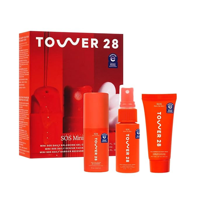 Tower 28 SOS Skincare Minis Travel Kit - Mini SOS Facial Spray, Barrier Recovery Face Cream, + Ge... | Amazon (US)