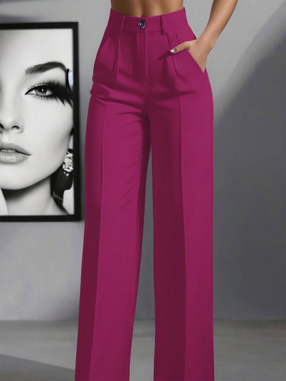 Women's High Waist Pleated Loose Fit Trousers, Suitable For Work And Casual Wear, Spring/Summer | SHEIN