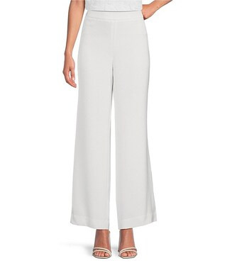 Abbey Glass Carter Stretch Crepe Wide Leg Flat Front Thick High Waistband Trouser Pants | Dillard... | Dillard's