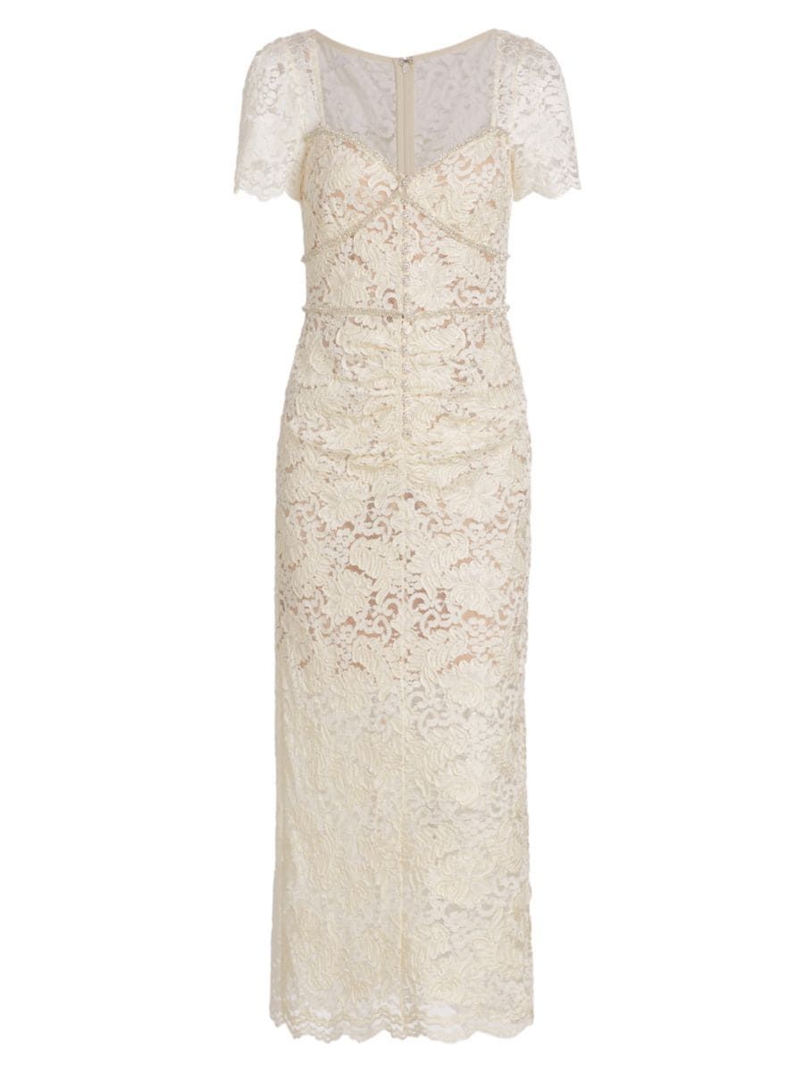 Corded Lace & Diamante Midi-Dress | Saks Fifth Avenue