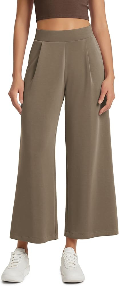 ODODOS Modal Soft Wide Leg Cropped Pants for Women High Waist Casual Relaxed Pants with Pockets-2... | Amazon (US)