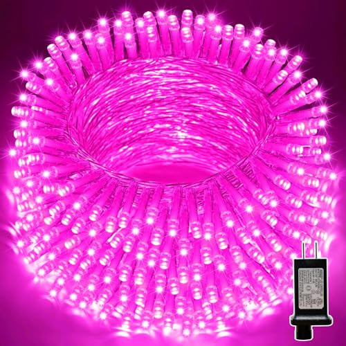 LAMPHOME 33ft Valentine's Day String Lights, Christmas Decorative Mini Lights, 100 LED Pink Fairy Starry String Lights Plug in, 11 Lighting Modes for Valentines Day Tree Decorations (Pink) | Amazon (US)
