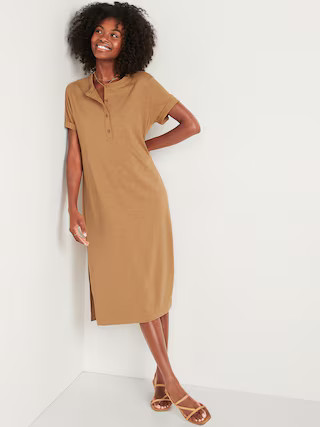 Short-Sleeve Henley T-Shirt Midi Shift Dress for Women | Old Navy (US)
