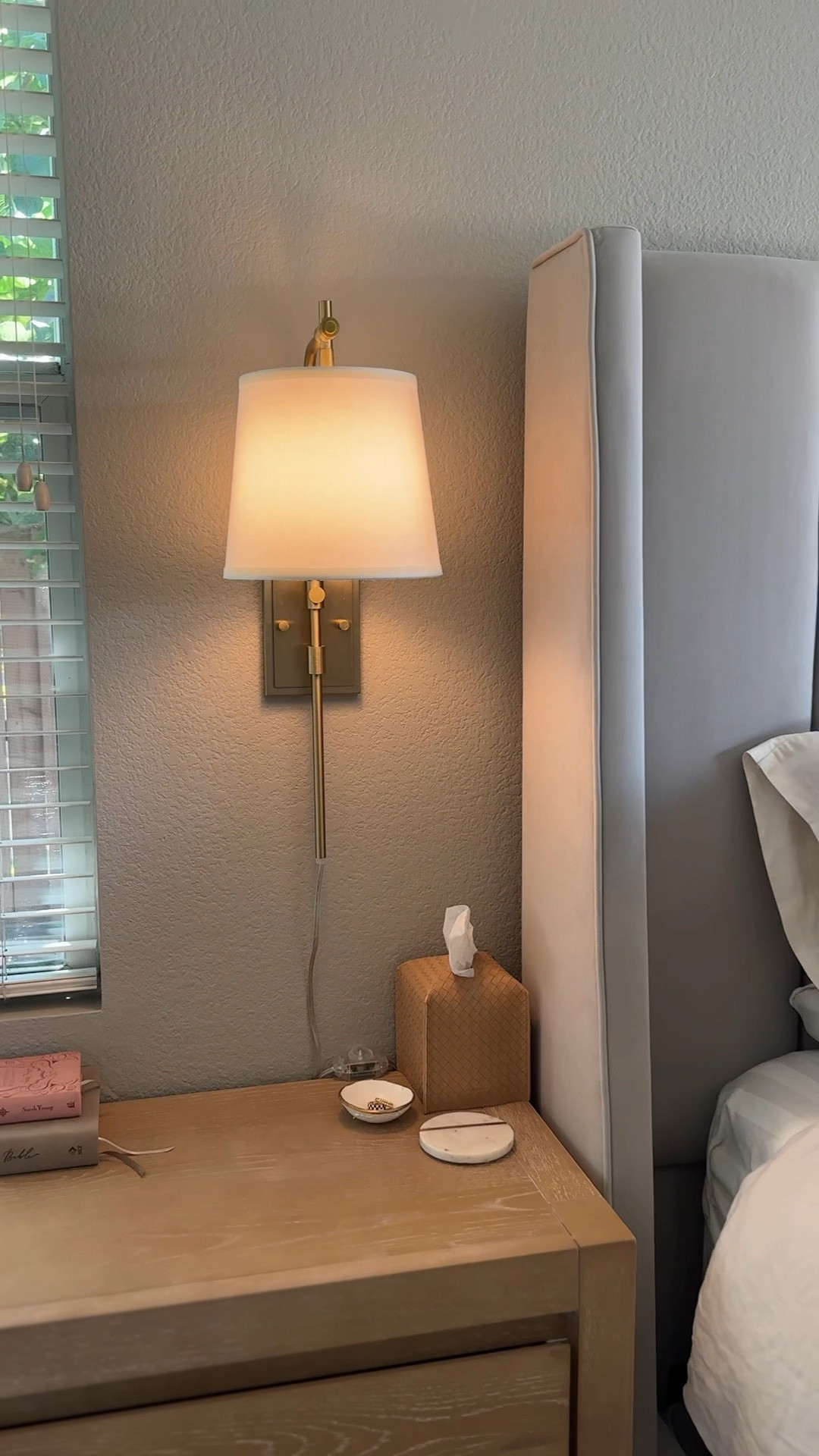 Gold wall sconces, these come in a set of 2 and are dimmable! Love that we can plug them in for now and convert them to hardwired when we have electrical work done in the futuree

#LTKVideo #LTKHome