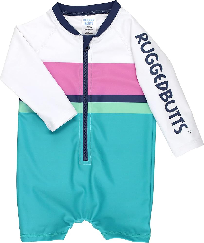 RUGGEDBUTTS Baby/Toddler Boy Swimsuit, One Piece Zipper Rash Guard Sunsuit with UPF 50+ Sun Prote... | Amazon (US)