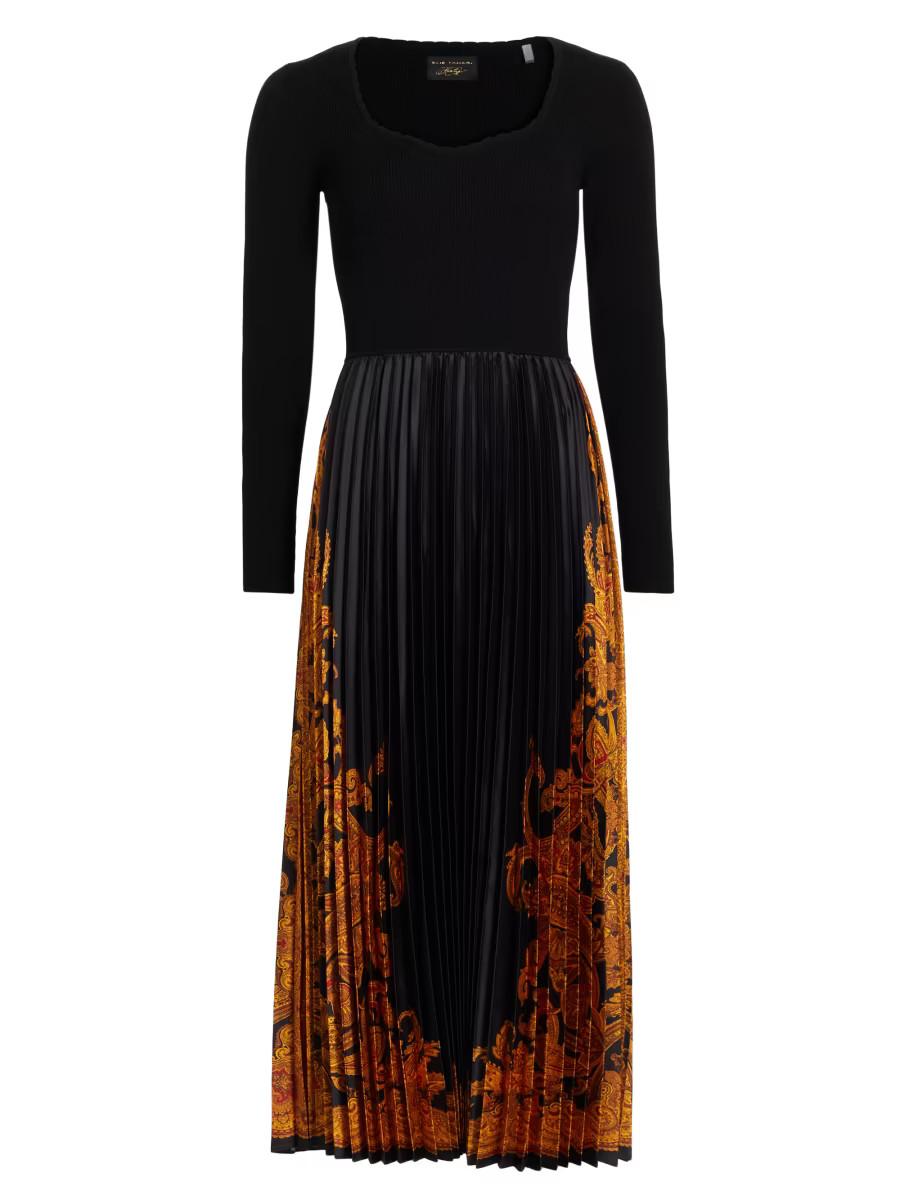 Elie Tahari Heritage Mave Gilded Dream Mixed Media Dress | Saks Fifth Avenue | Saks Fifth Avenue