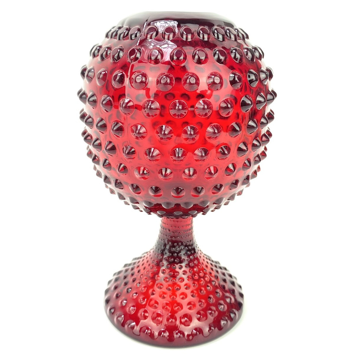 Duncan & Miller Glass American Hobnail Footed Ivy Ball in Ruby Red Vintage  | eBay | eBay US