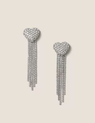Silver Tone Heart Tassel Drop Earrings | Marks & Spencer (UK)