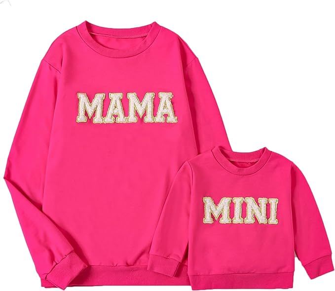 Winioder Mommy and Me Matching Outfits Letter Print Crewneck Pullover Sweatshirt Long Sleeve Shir... | Amazon (US)