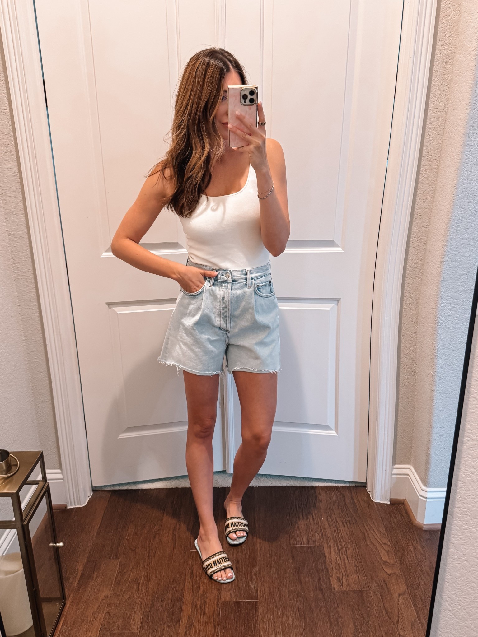 Medium in tank, 26 in shorts