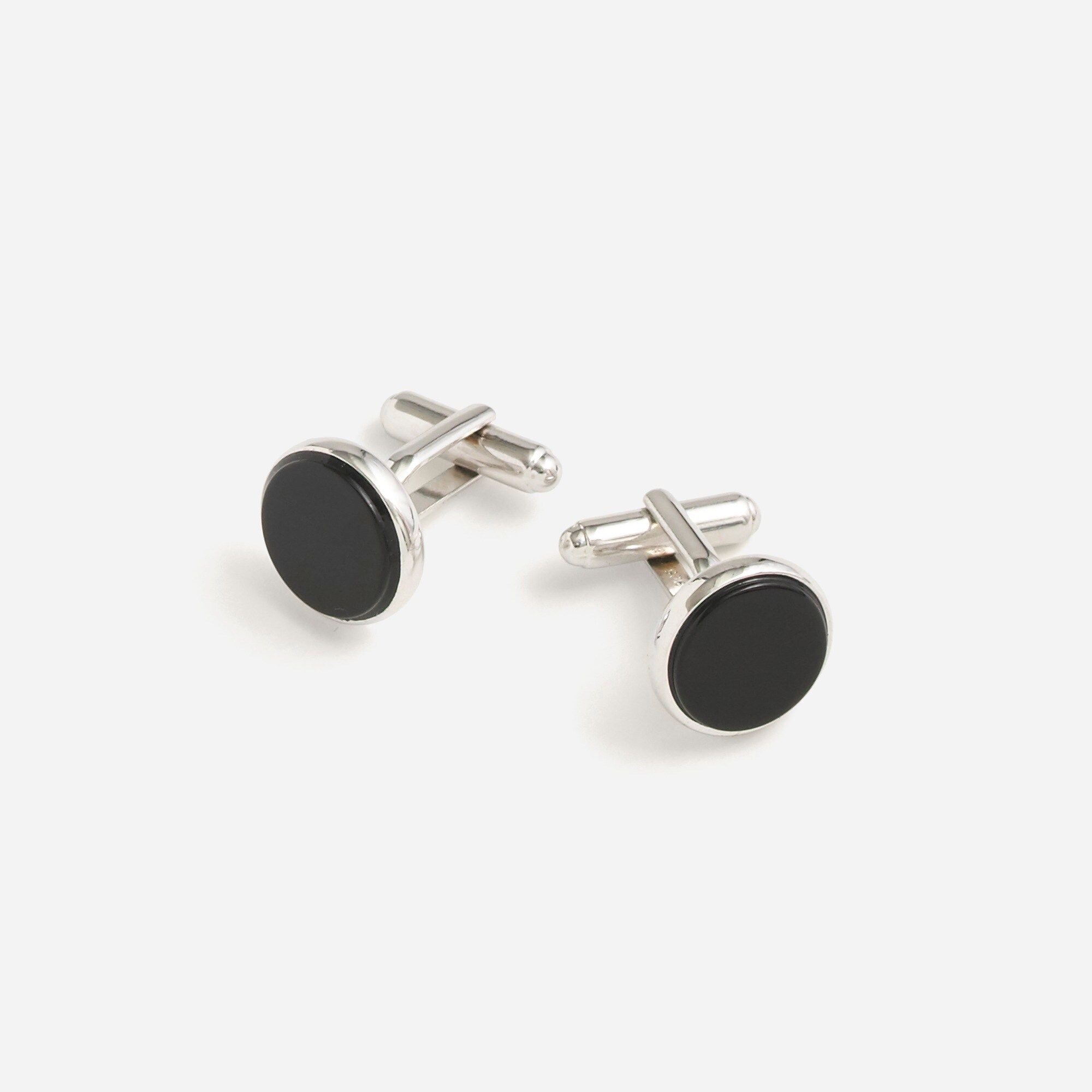 Black onyx sterling silver rounded cuff links | J.Crew US