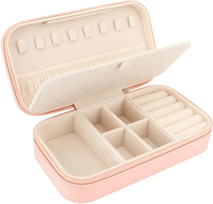 DesignSter Travel Jewelry Box, PU Leather Portable Jewelry Case, Small Jewelry Boxes for Gifts, T... | Amazon (US)