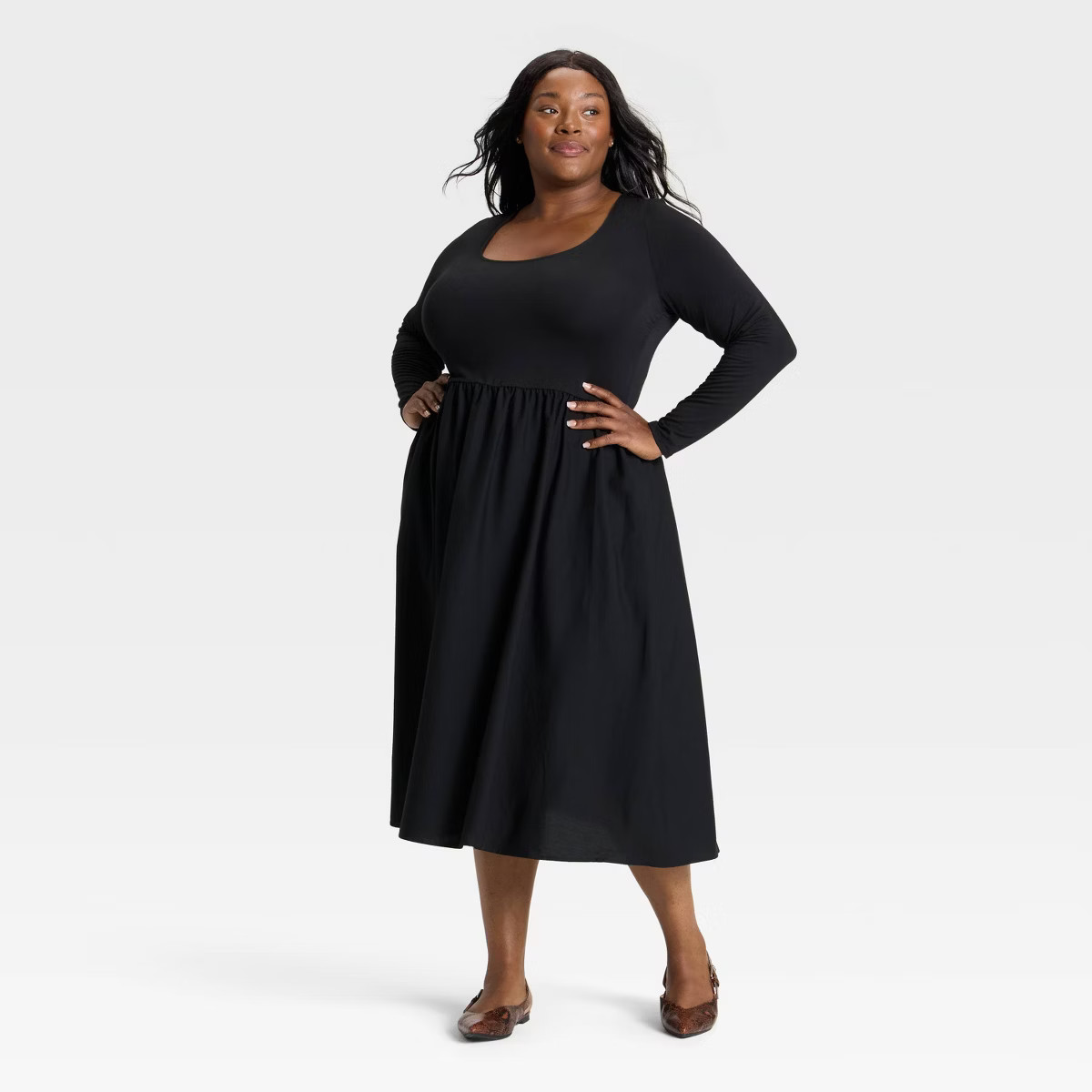 Women's Long Sleeve Knit Midi A-Line Dress - Ava & Viv™ | Target