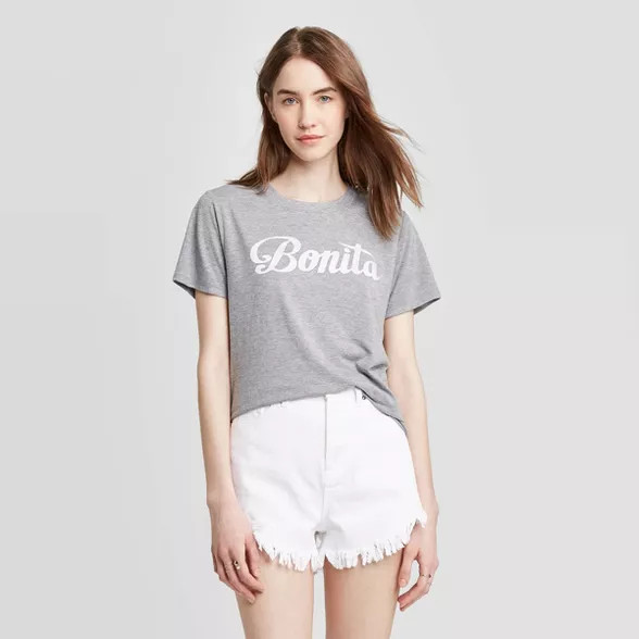 Women's Bonita Short Sleeve Graphic T-Shirt (Juniors') - Heather Gray | Target