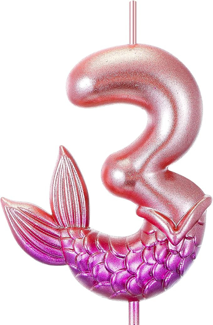 Mermaid Number Candles 2.95 Inches Mermaid Birthday Decorations Birthday Candles Numbers Happy Bi... | Amazon (US)