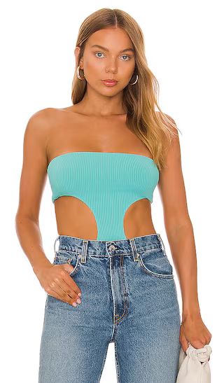 Darcey Cut Out Bodysuit in Teal | Revolve Clothing (Global)