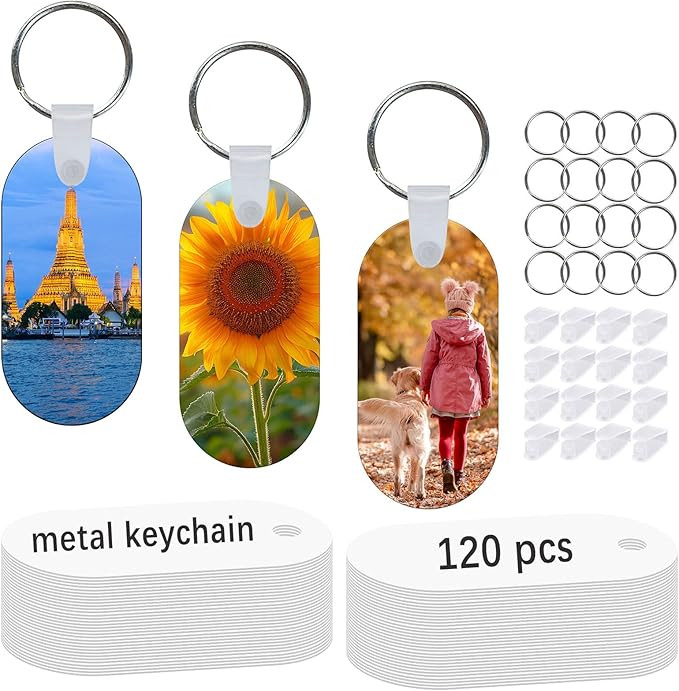120 Pcs Metal Sublimation Keychain Blanks Bulk，Double Sided Sublimation Blanks Keychain Heat Tr... | Amazon (US)