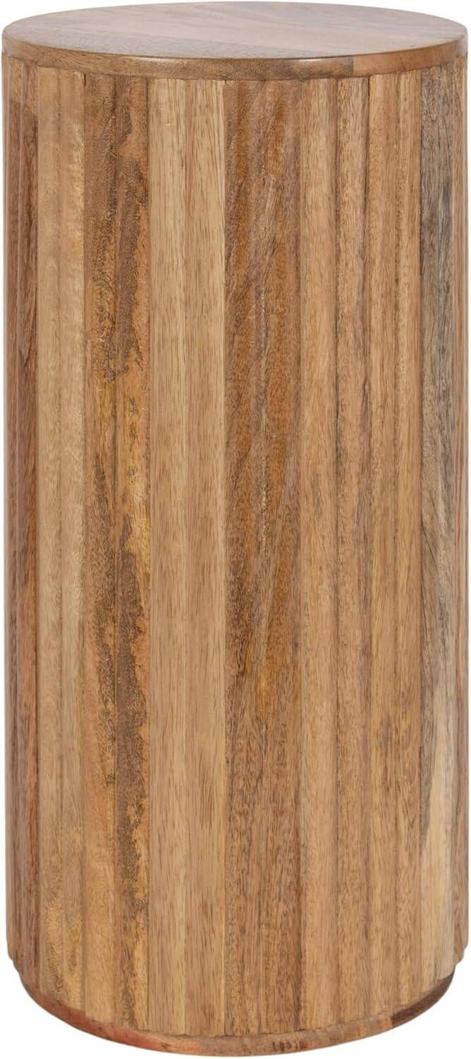 Kate and Laurel Reid Modern Wooden Ribbed Drink Table, 10 x 10 x 22, Natural Wood, Solid Wood Mini Table for Use as Pedestal Plant Stand Indoors or Small Nightstand Option | Amazon (US)