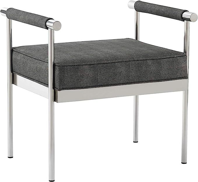 TOV Furniture Diva Mid Century Modern Velvet Upholstered Bench, 25.2", Shagreen | Amazon (US)