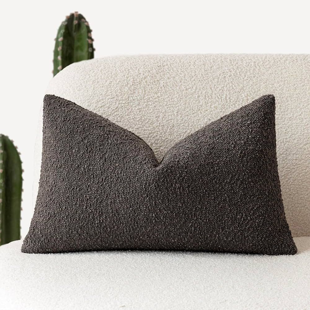 Foindtower Textured Boucle Throw Pillow Covers Accent Solid Lumbar Pillow Cases Cozy Soft Decorat... | Amazon (US)