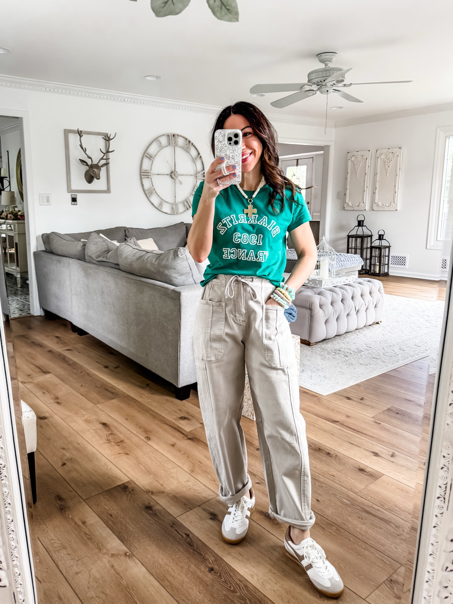 Small tee. 25 cargo pants 



#LTKOver40 #LTKPetite