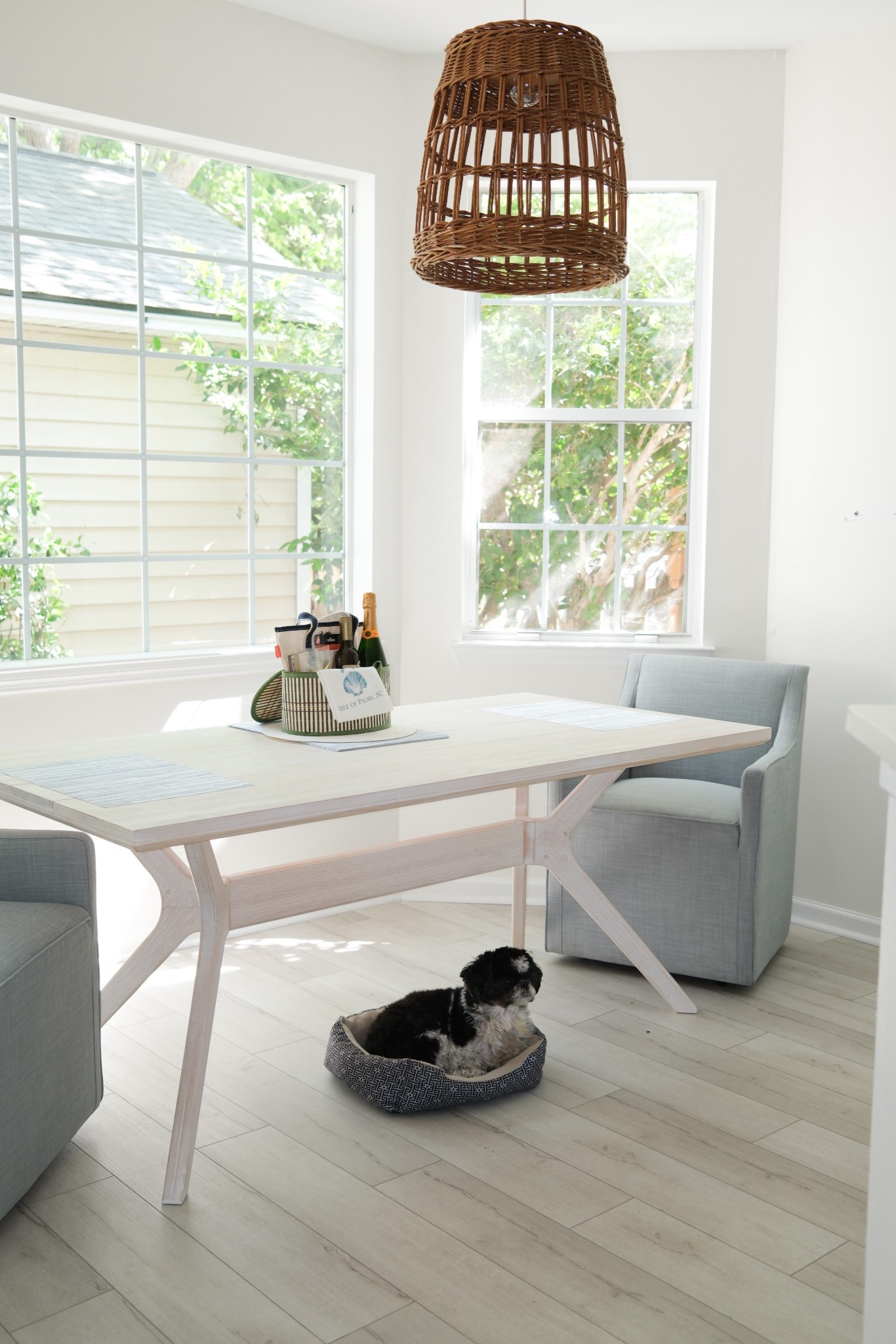 Dining room 
Dining table 
Dining chairs 
Swivel chairs 
Blue and white home decor 
White home 
Home renovation 
Charleston 
Coastal home 

#LTKHome #LTKSaleAlert #LTKdayinmylife