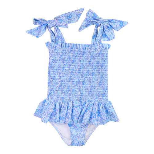 Blue Liberty Smocked Lycra Swimsuit  - Shipping Late May | Cecil and Lou