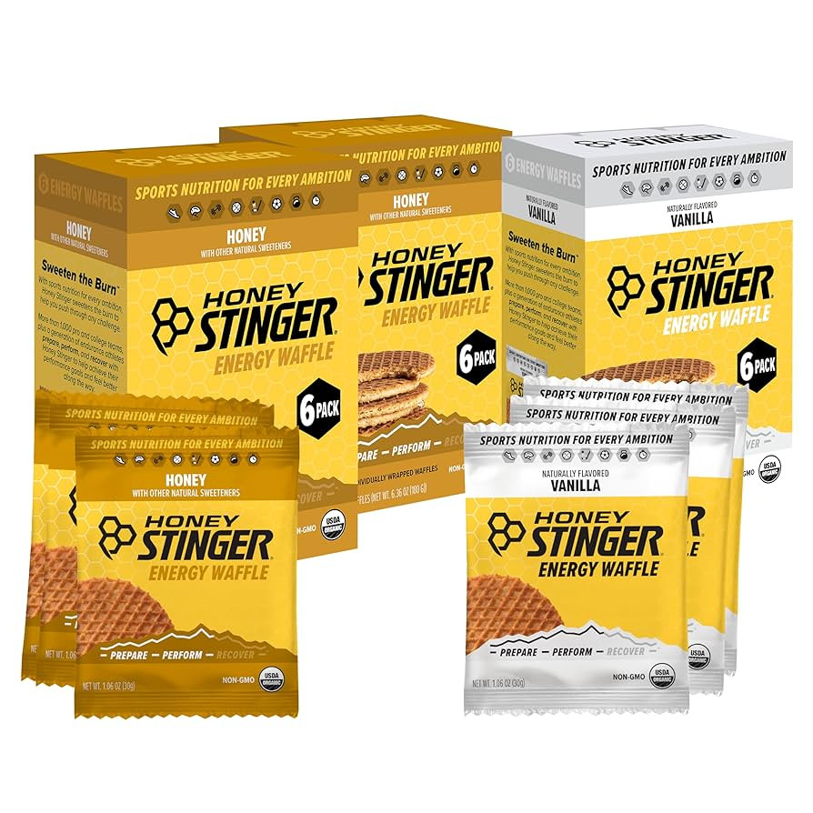 Honey Stinger Organic Energy Waffle Variety Pack, 12 Honey Waffles and 6 Vanilla, Nutritious Stro... | Amazon (US)