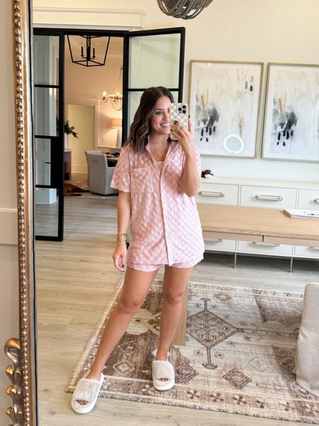 Wearing a small in this terry lounge set- door buster at Pink Lily! ALEXA35 works for 35% off site wide (won’t stack on door busters though!). Slippers are $10 and tts! Lounge set, pjs, comfy outfit, gift idea // 

#LTKGiftGuide #LTKsalealert #LTKfindsunder50