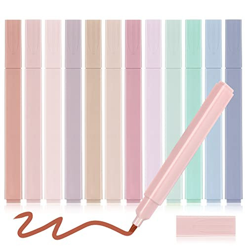 12 Pieces Aesthetic Cute Highlighters Pastel Highlighters with Chisel Tip Pastel Markers Cute Highlighters Pens Multicolor Aesthetic Pens Kawaii Stationary for Journal Planner Office School Supplies | Amazon (US)