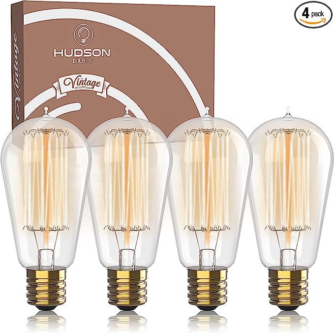 Antique Vintage Edison Bulb 4 Pack - 60 watt - Hudson Lighting 60 watt Vintage Light Bulb - ST58 ... | Amazon (US)