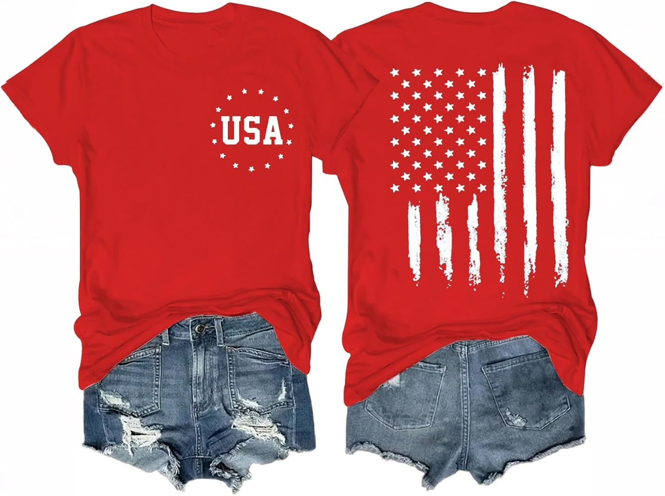 Women's 4th of July Outfits USA Shirt Memorial Day Red White and Blue Patriotic Shirts American F... | Amazon (US)