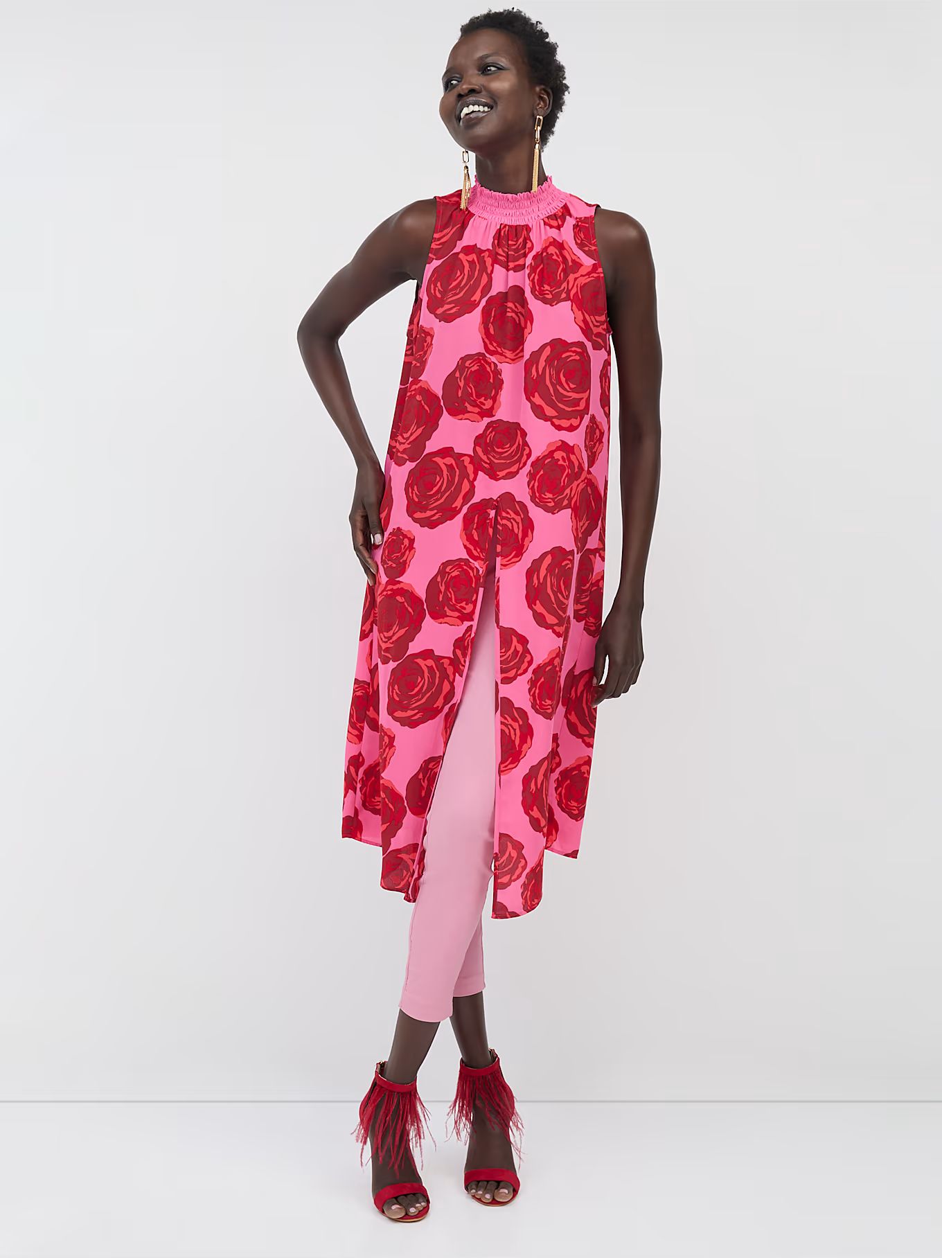 Rose-Print Tie-Back Maxi Blouse - New York & Company | New York & Company