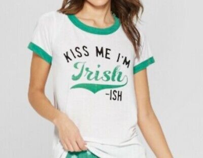Women's Kiss Me I'm Irish -ish T-Shirt Pajama Top LARGE L - Grayson Threads | eBay AU