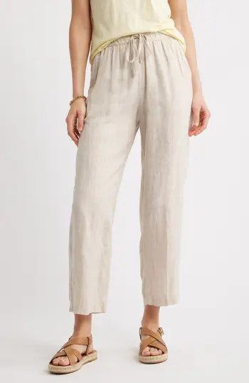 Caslon® Easy Straight Leg Linen Pants in Flax at Nordstrom Rack, Size Small | Nordstrom Rack